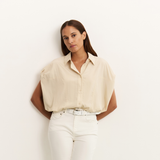 Yaya Summer Sand Sleeveless Blouse with Elastic Waistband