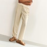 Yaya Soft Grey Dessin Printed Woven Trousers with Elastic Waistband