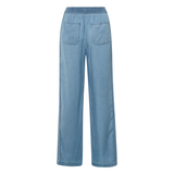 Yaya Chambrey Denim-Look Wide Leg Trousers with Elastic Waist