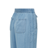 Yaya Chambrey Denim-Look Wide Leg Trousers with Elastic Waist