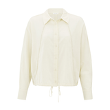 Yaya Off White Batwing Blouse with Drawstring Edges