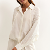 Yaya Off White Batwing Blouse with Drawstring Edges