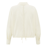 Yaya Off White Batwing Blouse with Drawstring Edges