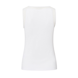 Yaya Pure White Sleeveless Rib Top with Woven Details