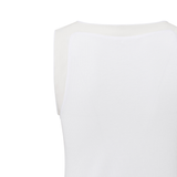 Yaya Pure White Sleeveless Rib Top with Woven Details