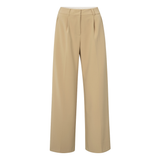 Yaya Croissant Brown Woven Wide Leg Trousers with Contrast Tape at Sides