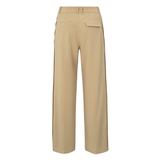 Yaya Croissant Brown Woven Wide Leg Trousers with Contrast Tape at Sides