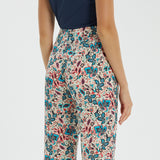 ANDAM Floral Print High-Waisted Pants in Fucsia-40