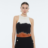 Andam Dyed-Look Camel Sleeveless T-Shirt