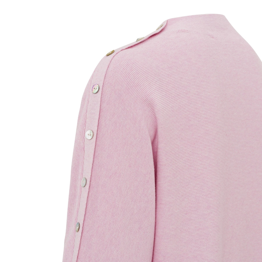 YAYA Lady Pink Melange Sweater with Button Detail