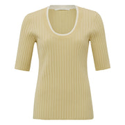 YAYA Parsnip Yellow Fitted Half Sleeve Knitted Sweater