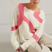 YAYA Jacquard Woven Sweater in Bone White Dessin