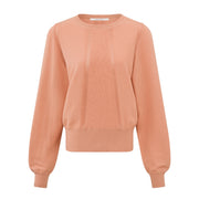 YAYA Dusty Coral Orange Sweater with Mesh Detail