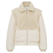 YAYA Bone White Teddy Bomber with Detachable Sleeves