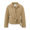 YAYA Tannin Brown Woven Quilted Jacket with Zippers