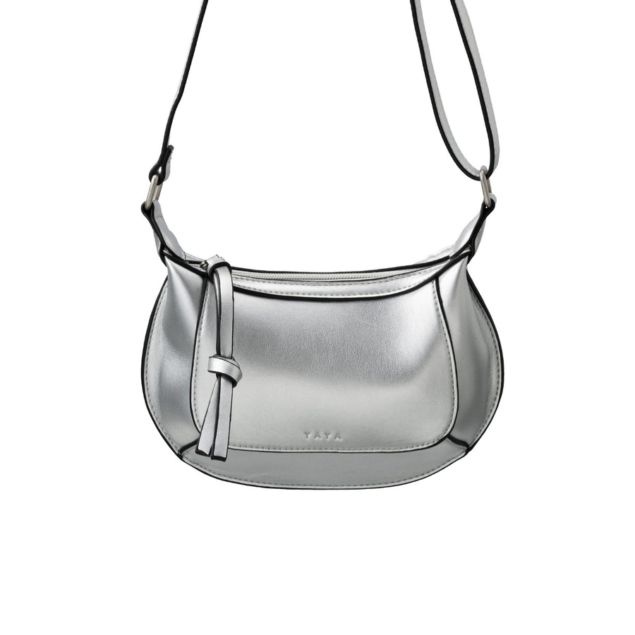 YAYA Silver Metallic Crossbody Bag