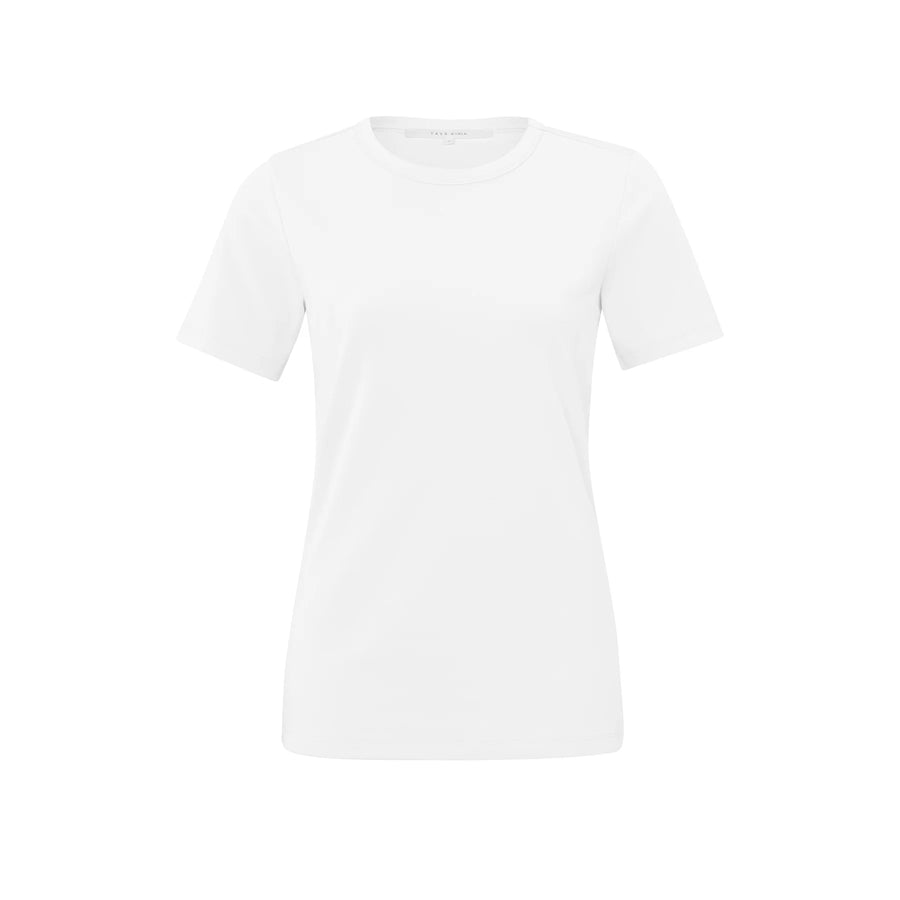 YAYA Pure White Round Neck T-Shirt