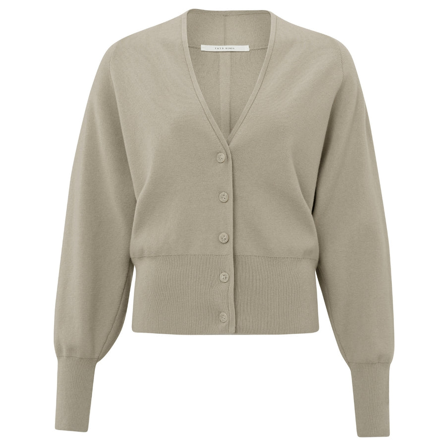 YAYA Alumnium Beige Button-Up Cardigan