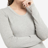 YAYA Vapor Blue Grey Melange Round Neck Long Sleeve T-Shirt