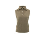 YAYA Capers Melange Sleeveless Sweater With Collar