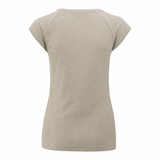 YAYA Silver Lining Beige Melange Fabric Mix Top With Seam Detail