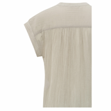 YAYA Silver Lining Beige Flowy Polo Top