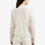 YAYA Kit Beige 99044 Textured Cardigan High Neck