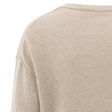 YAYA Sand Melange Textured Round Neck Long Sleeve Sweater