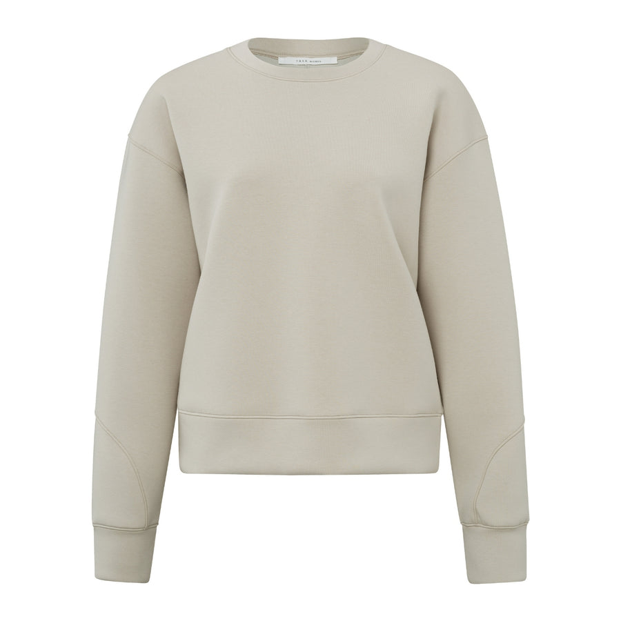 YAYA Sweatshirt with Shaped Seams in Sliver Lining Beige