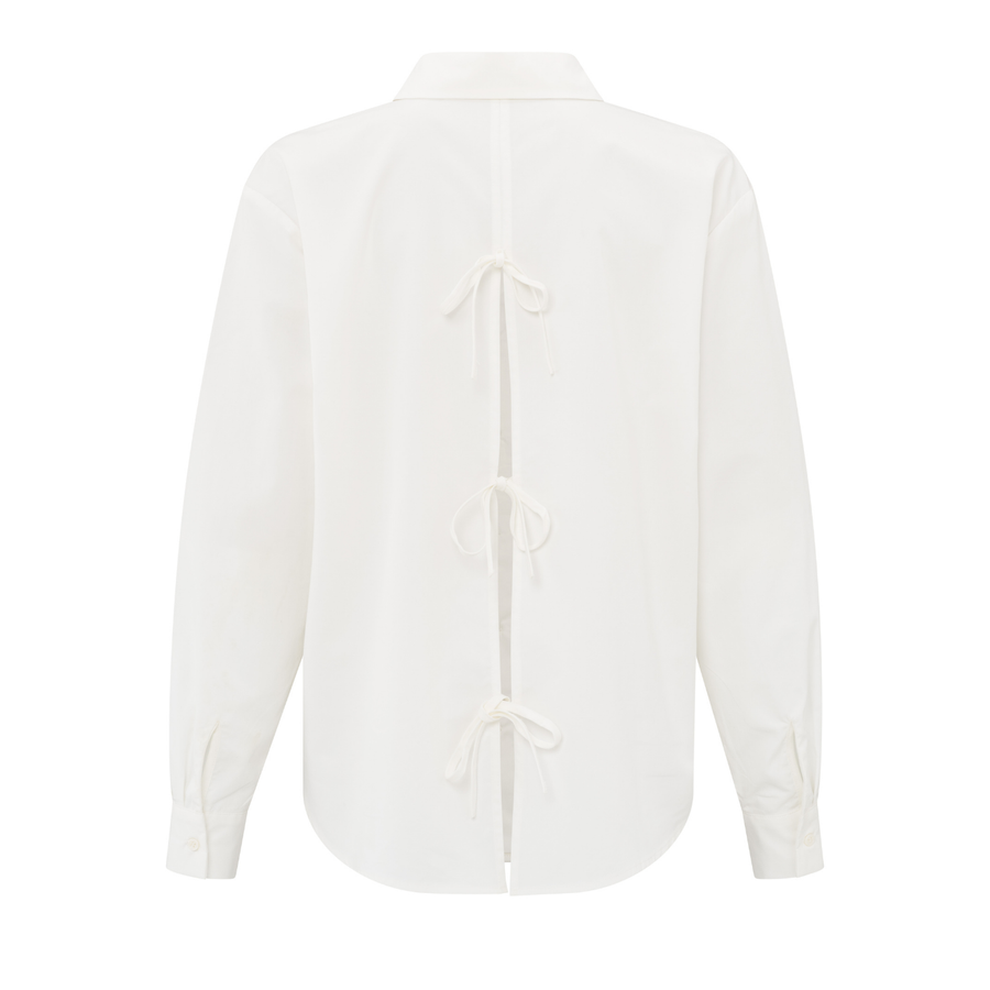 Yaya Blanc De Blanc White Poplin Shirt with Bows