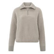 YAYA Dove Grey Boucle Sweater with Rib Detail