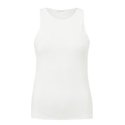 YAYA Star White Basic Halter Top with Crew Neck