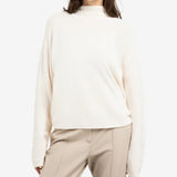 YAYA Snowfall White 10002 Textured High Neck Sweater With Buttons