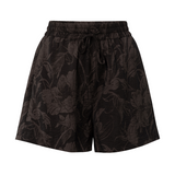Yaya Washed Black Dessin Woven Printed Shorts with Elastic Waist