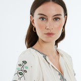 Andam Ecru Shirt with Geometric Patterned Details