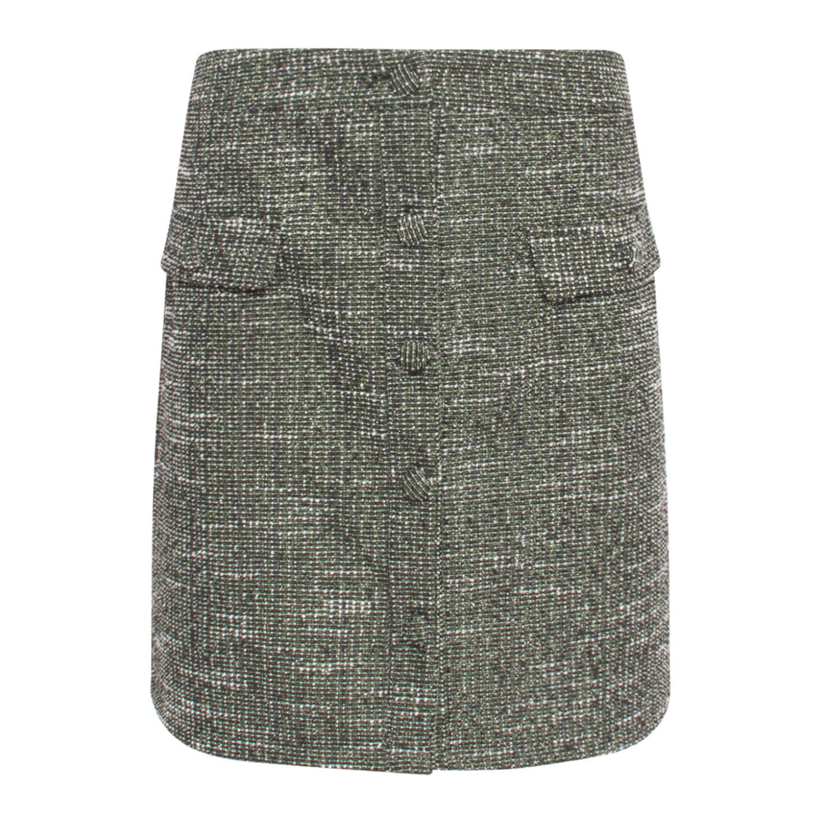 Smashed Lemon Light Green Multi Skirt with Faux Pockets