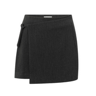 YAYA Anthracite Melange Woven Mini Skort with a Belt