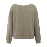 Yaya Greyish Brown Melange Boatneck Sweatshirt