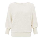 Yaya Off White Boatneck 3/4 Sleeve Sweater