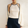 Sita Murt Off-White Knitted Jacket with Navy Lining