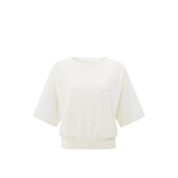 YAYA Off White Boatneck Sweater With Transparent Sleeve