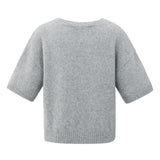 YAYA Light Grey Short Sleeve Sweater With Artwork