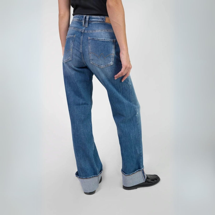 Le Temps Des Cerises Revers Blue High-Rise Wide Leg Jeans