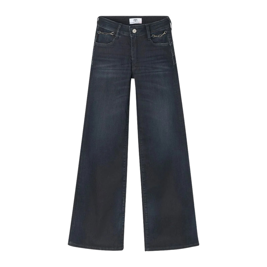 Le Temps Des Cerises Algae Pulp Flare High-Waisted Black Flared Jeans