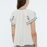 Andam Ecru Shirt with Geometric Patterned Details