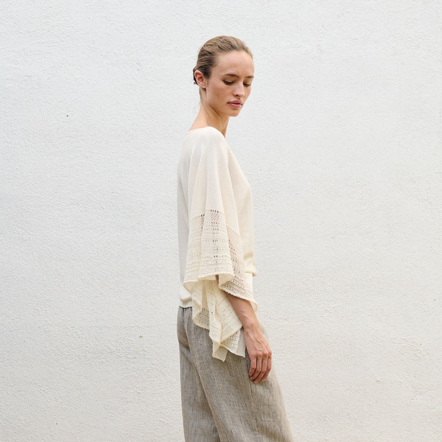 Sita Murt Ecru Cape with Crotchet Details