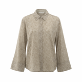 YAYA Greyish Brown Dessin Printed Boyfriend Shirt With B