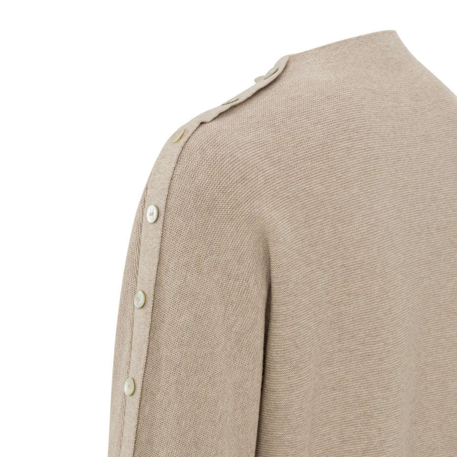 YAYA White Pepper Beige Button Detail Sweater