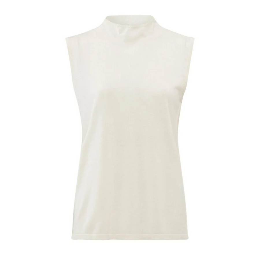 YAYA Chalk White Sleeveless High-Neck Sweatshirt