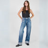 Le Temps Des Cerises Revers Blue High-Rise Wide Leg Jeans